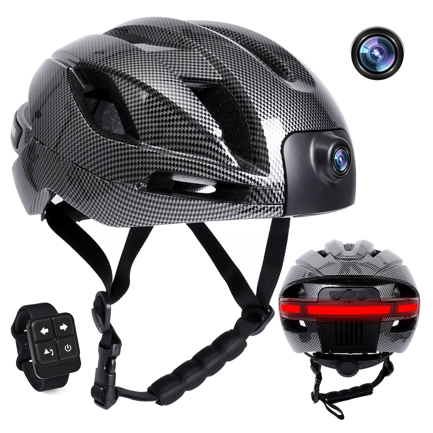 xpootoon Adult Bike Helmet with Bluetooth,Camera Smart, Warning Lights and Rear Turn Signal, 1080P HD Video, Included 64GB Card, GPS Track Recording