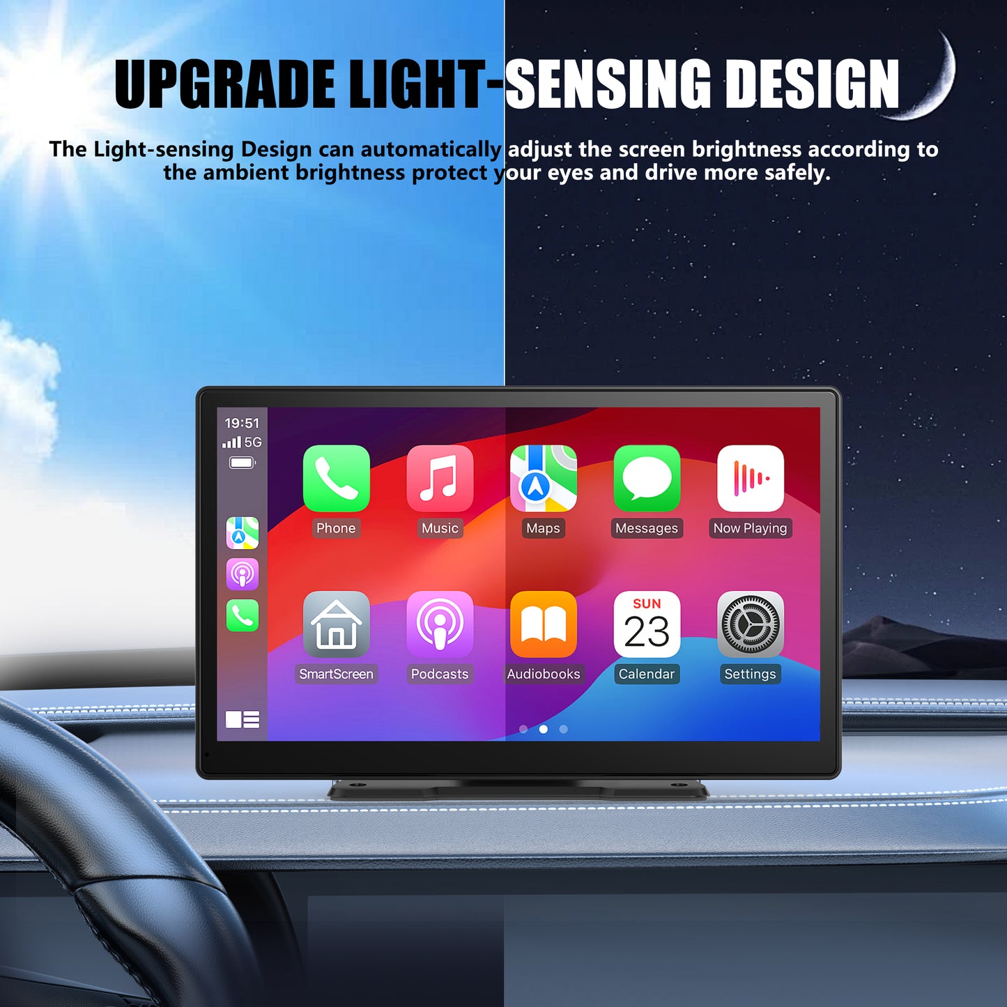 xpootoon Wireless Apple CarPlay & Android Auto Portable Carplay Radio